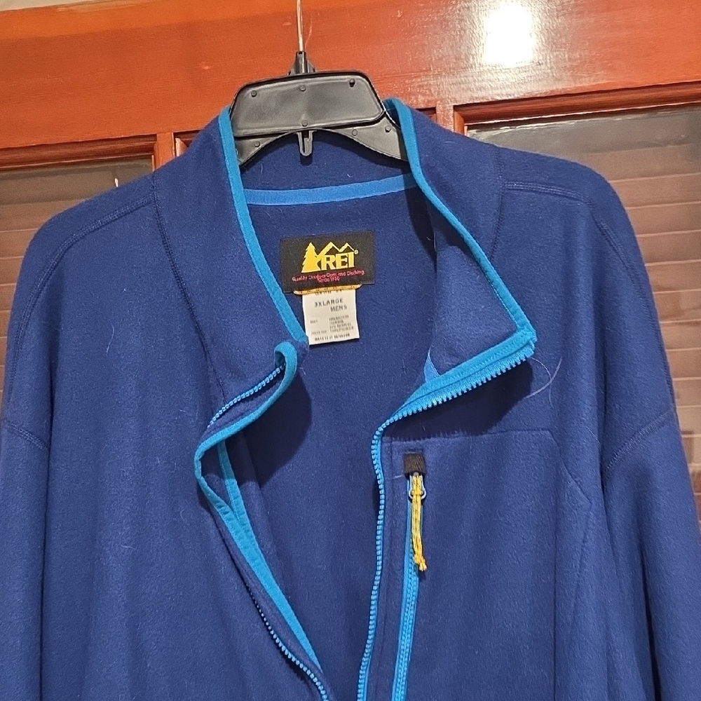 REI Navy Fleece Jacket with Aqua Trim